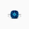 BH Multi Ocean Bleu 14K White Gold London Blue Topaz and Diamond Ring, 8.40 TCW | Rings