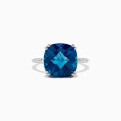BH Multi Ocean Bleu 14K White Gold London Blue Topaz and Diamond Ring, 8.40 TCW | Rings