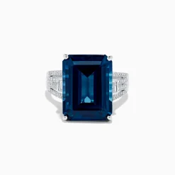 Effy Jewelry Ocean Bleu 14K White Gold London Blue Topaz and Diamond Cocktail Ring | Rings