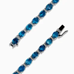 Effy Jewelry Ocean Bleu 14K White Gold London Blue Topaz Tennis Bracelet 13.55 TCW | Bracelets