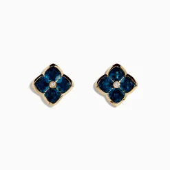 Effy Jewelry Ocean Bleu 14K Yellow Gold London Blue Topaz and Diamond Earrings | Earrings
