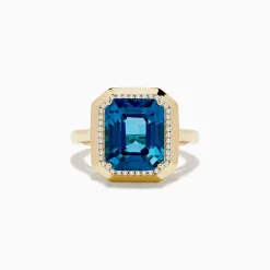 BH Multi Ocean Bleu 14K Yellow Gold London Bleu and Diamond Ring | Rings