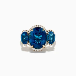 Effy Jewelry Ocean Bleu 14K Yellow Gold London Blue Topaz and Diamond Ring | Rings