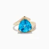 Effy Jewelry Ocean Bleu 14K Yellow Gold Diamond, Blue Topaz Ring | Rings