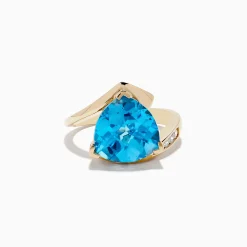 Effy Jewelry Ocean Bleu 14K Yellow Gold Diamond, Blue Topaz Ring | Rings