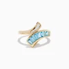 Effy Jewelry Ocean Bleu 14K Yellow Gold Blue Topaz and Diamond Bypass Ring | Rings
