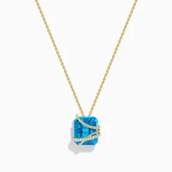 Effy Jewelry Ocean Bleu 14K Yellow Gold Blue Topaz and Pendant | Necklaces & Pendants