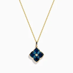 Effy Jewelry Ocean Bleu 14K Yellow Gold London Blue Topaz and Diamond Pendant | Necklaces & Pendants