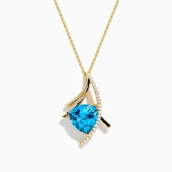 Effy Jewelry Ocean Bleu 14K Yellow Gold Blue Topaz and Diamond Pendant | Necklaces & Pendants