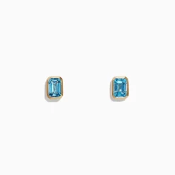 Effy Jewelry Ocean Bleu 14K Yellow Gold Blue Topaz Stud Earrings, 1.37 TCW | Earrings