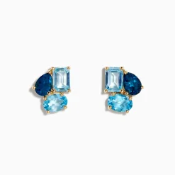 Effy Jewelry Ocean Bleu 14K Yellow Gold Sky, London, and Blue Topaz Earrings | Earrings