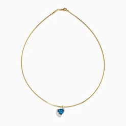 Effy Jewelry Ocean Bleu 14K Yellow Gold Collar Necklace u0026 London Blue Topaz Pendant | Necklaces & Pendants
