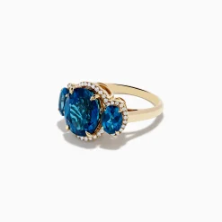 Effy Jewelry Ocean Bleu 14K Yellow Gold London Blue Topaz and Diamond Ring | Rings