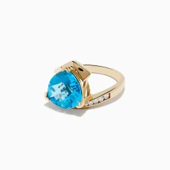 Effy Jewelry Ocean Bleu 14K Yellow Gold Diamond, Blue Topaz Ring | Rings