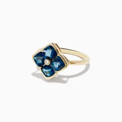 Effy Jewelry Ocean Bleu 14K Yellow Gold London Blue Topaz and Diamond Ring | Rings