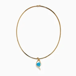Effy Jewelry Ocean Bleu 14K Yellow Gold Blue Topaz and Diamond Pendant | Necklaces & Pendants