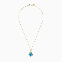 Effy Jewelry Ocean Bleu 14K Yellow Gold Blue Topaz and Diamond Pendant | Necklaces & Pendants