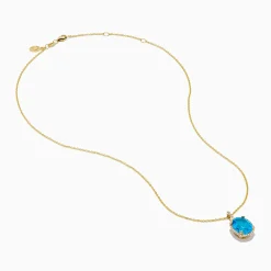 Effy Jewelry Ocean Bleu 14K Yellow Gold Blue Topaz and Diamond Pendant | Necklaces & Pendants