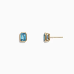 Effy Jewelry Ocean Bleu 14K Yellow Gold Blue Topaz Stud Earrings, 1.37 TCW | Earrings