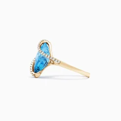 Effy Jewelry Ocean Bleu 14K Yellow Gold Blue Topaz and Diamond Ring, 6.28 TCW | Rings
