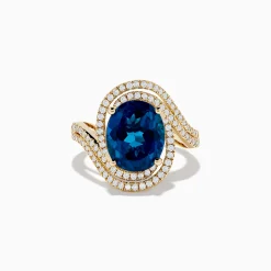 Effy Jewelry Ocean Blue 14K Gold London Blue Topaz and Diamond Ring | Rings