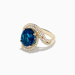Effy Jewelry Ocean Blue 14K Gold London Blue Topaz and Diamond Ring | Rings