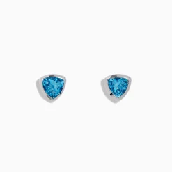 Effy Jewelry Ocean Blue 14K White Gold Bezel Set Blue Topaz Stud Earrings | Earrings