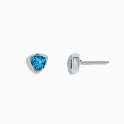 Effy Jewelry Ocean Blue 14K White Gold Bezel Set Blue Topaz Stud Earrings | Earrings