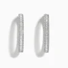 Effy Jewelry Pave Classica 14 Karat White Gold Diamond 1.25" Hoop Earrings 2.24 TCW | Earrings