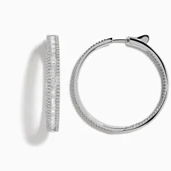 Effy Jewelry Pave Classica 14 Karat White Gold Diamond 1.25" Hoop Earrings 2.24 TCW | Earrings