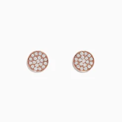 Effy Jewelry Pave Classica 14K Rose Gold Diamond Stud Earrings, 0.38 TCW | Earrings