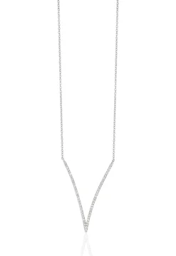 Effy Jewelry Pave Classica 14K White Gold Diamond V-Shape Necklace, 0.28 TCW | Necklaces & Pendants