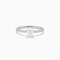 BH Multi Pave Classica 14K White Gold Diamond Mini Heart Ring, 0.35 TCW | Rings