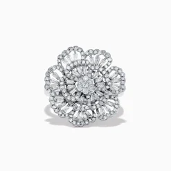 Effy Jewelry Pave Classica 14K White Gold Diamond Flower Ring | Rings
