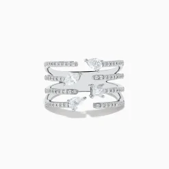 Effy Jewelry Pave Classica 14k White Gold Open Shank Diamond Ring | Rings