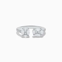 Effy Jewelry Pave Classica 14K White Gold Open Shank Diamond Ring | Rings