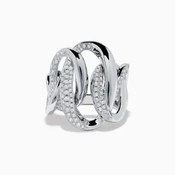 Effy Jewelry Pave Classica 14K White Gold Interlocking Diamond Statement Ring | Rings