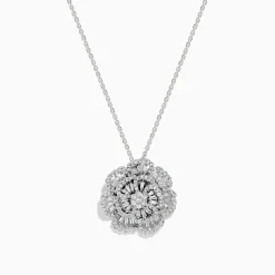 Effy Jewelry Pave Classica 14K White Gold Diamond Flower Pendant | Necklaces & Pendants