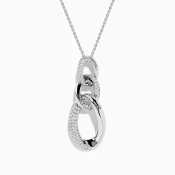 Effy Jewelry Pave Classica 14K White Gold Diamond Interlocking Links Pendant | Necklaces & Pendants