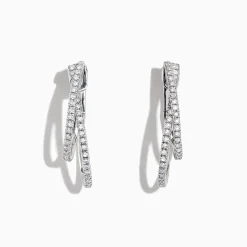 Effy Jewelry Pave Classica 14K White Gold Diamond Hoop Earrings, 0.58 TCW | Earrings