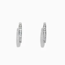 Effy Jewelry Pave Classica 14K White Gold Channel-Set Diamond Hoop Earrings, 0.48 TCW | Earrings