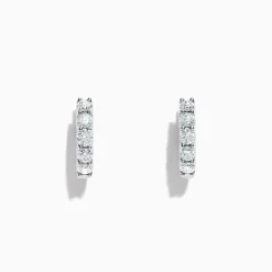 Effy Jewelry Pave Classica 14K White Gold 5/8" Diamond Hoop Earrings, 0.98 TCW | Earrings