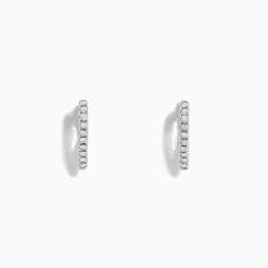 BH Multi Pave Classica 14K White Gold Diamond Huggie Earrings, 0.22 TCW | Earrings