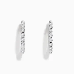 BH Multi Pave Classica 14K White Gold 3/4" Diamond Hoop Earrings 0.43 TCW | Earrings