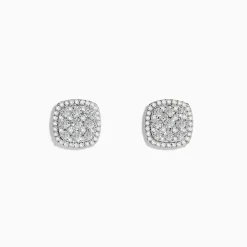 Effy Jewelry Pave Classica 14K White Gold Diamond Square Stud Earrings | Earrings