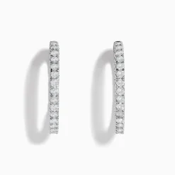 Effy Jewelry Pave Classica 14K White Gold 1" Diamond Inside-Out Hoop Earrings 1.96 TCW | Earrings
