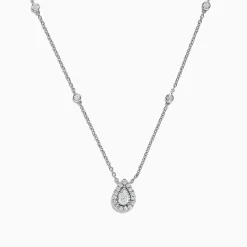 Effy Jewelry Pave Classica 14K White Gold Diamond Pear Shaped Necklace, 0.38 TCW | Necklaces & Pendants