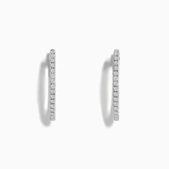 Effy Jewelry Pave Classica 14k White Gold 3/4" Diamond Hoop Earrings 0.31 TCW | Earrings