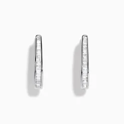 Effy Jewelry Pave Classica 14K White Gold 7/8" Diamond Hoop Earrings 0.46 TCW | Earrings