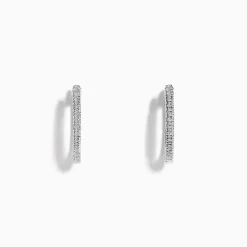 Effy Jewelry Pave Classica 14k White Gold Diamond Hoop Earrings | Earrings